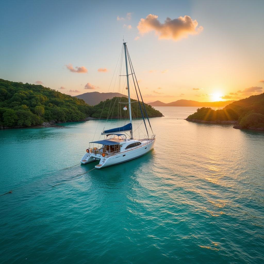 Sailboat anchored in Honduras