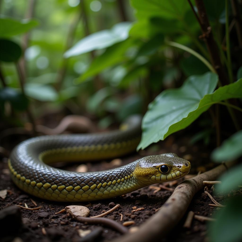 Trăn đất Borneo Python Eel săn mồi vào ban đêm