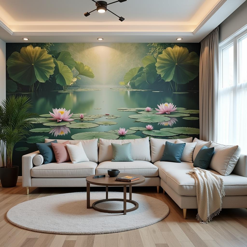 Tranh dán tường Monet wall mural cho phòng khách