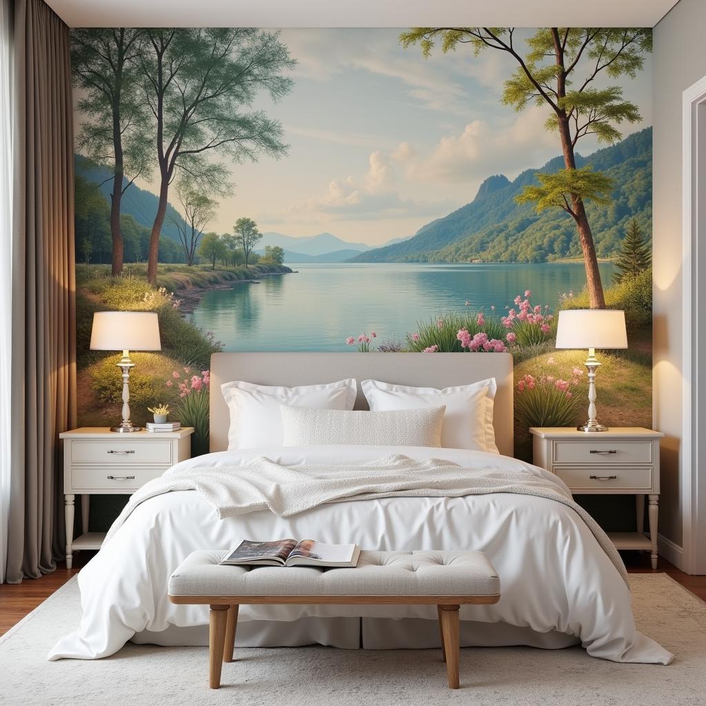 Tranh dán tường Monet wall mural cho phòng ngủ