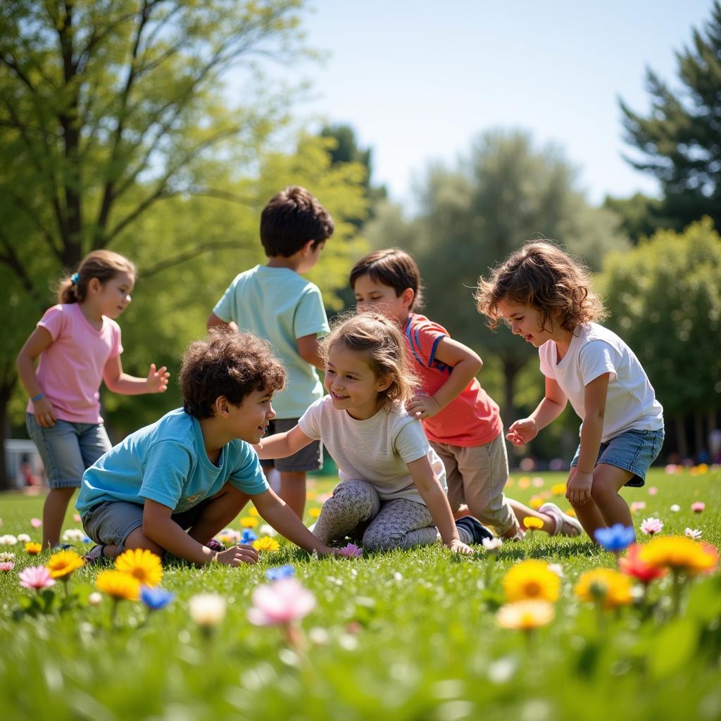 Trẻ em Kibbutz Shomrat đang vui chơi