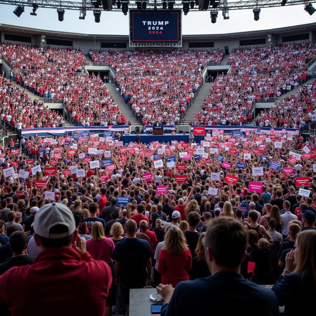 Massive crowds gather at a Trump 2024 rally