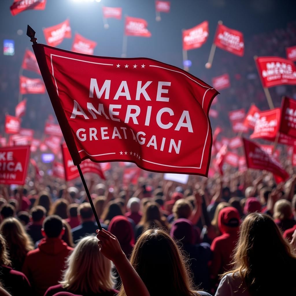 Trump Campaign Flag at a Rally