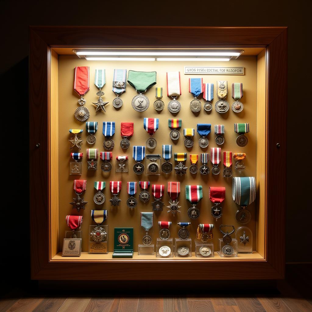 Displaying a collection of Soviet medals