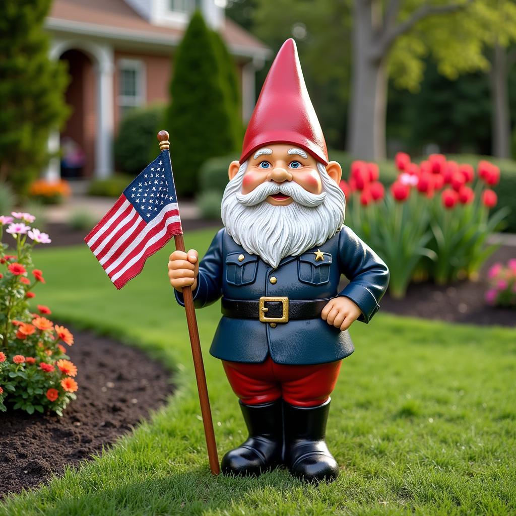 Military Garden Gnome Statue for Outdoor Decor