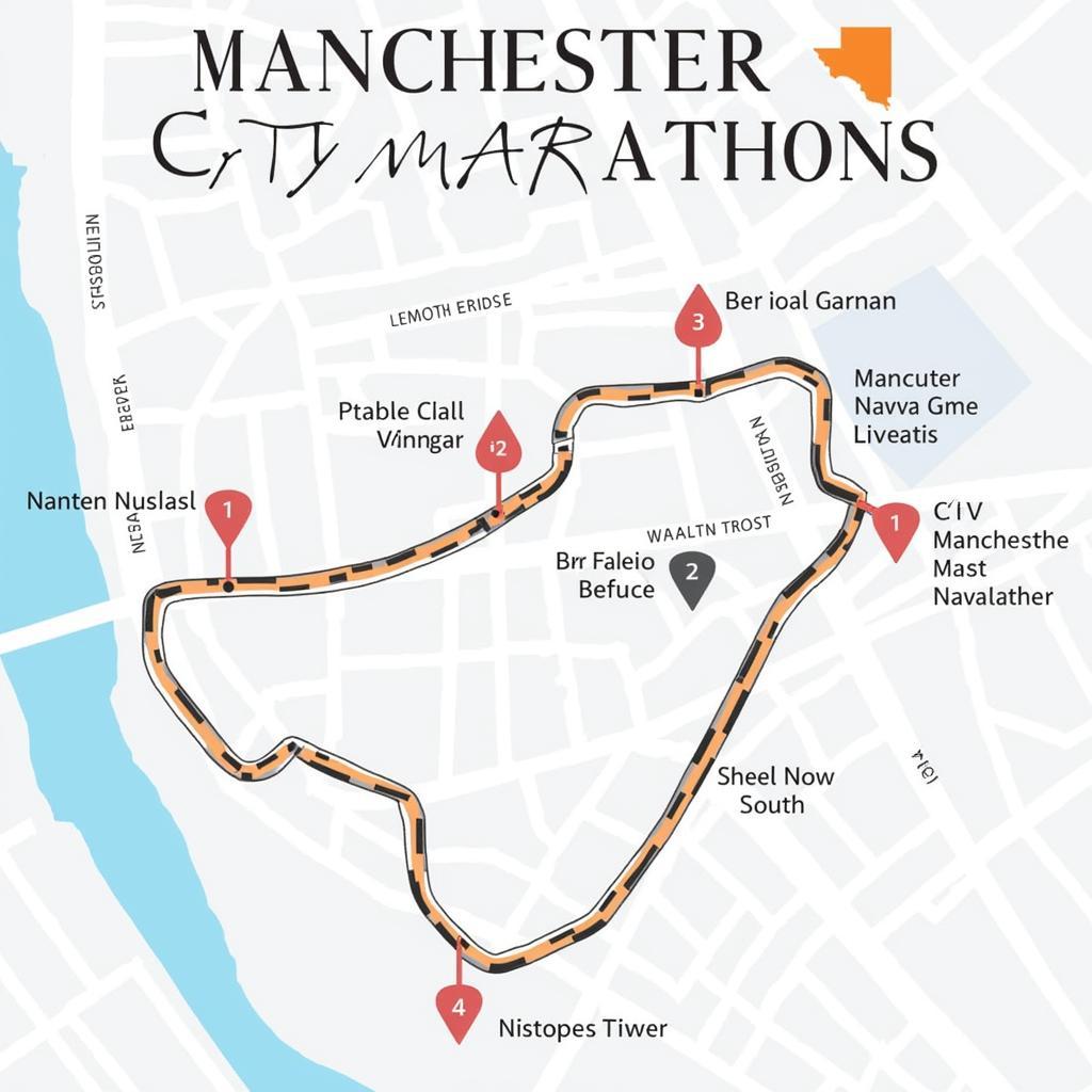 Bản đồ tuyến đường Manchester City Half Marathon