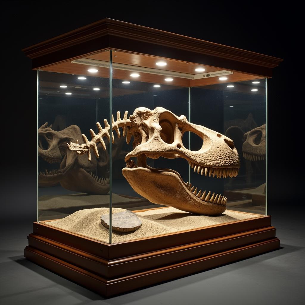 Tyrannosaurus Rex Bone Displayed in a Protective Case