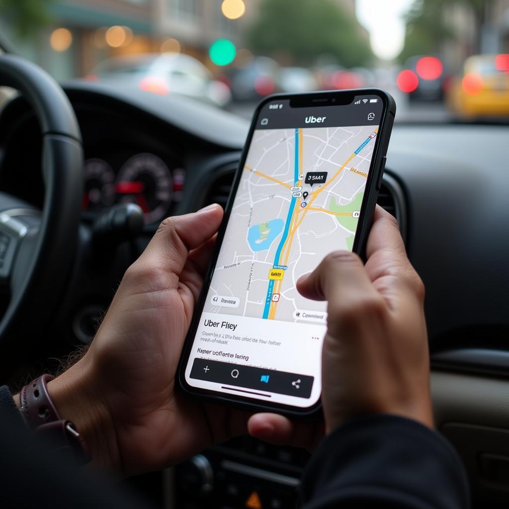 Uber passenger using the app to navigate for a lost driver
