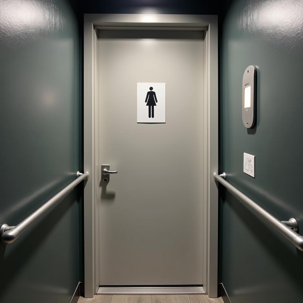 Unisex Washroom Sign in a Modern Public Restroom