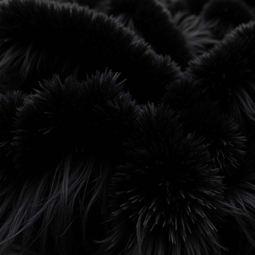 Black fun fur fabric swatch