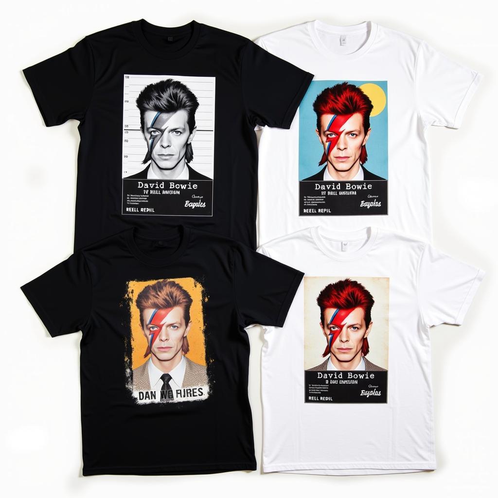 Different David Bowie Mugshot T-Shirt designs 