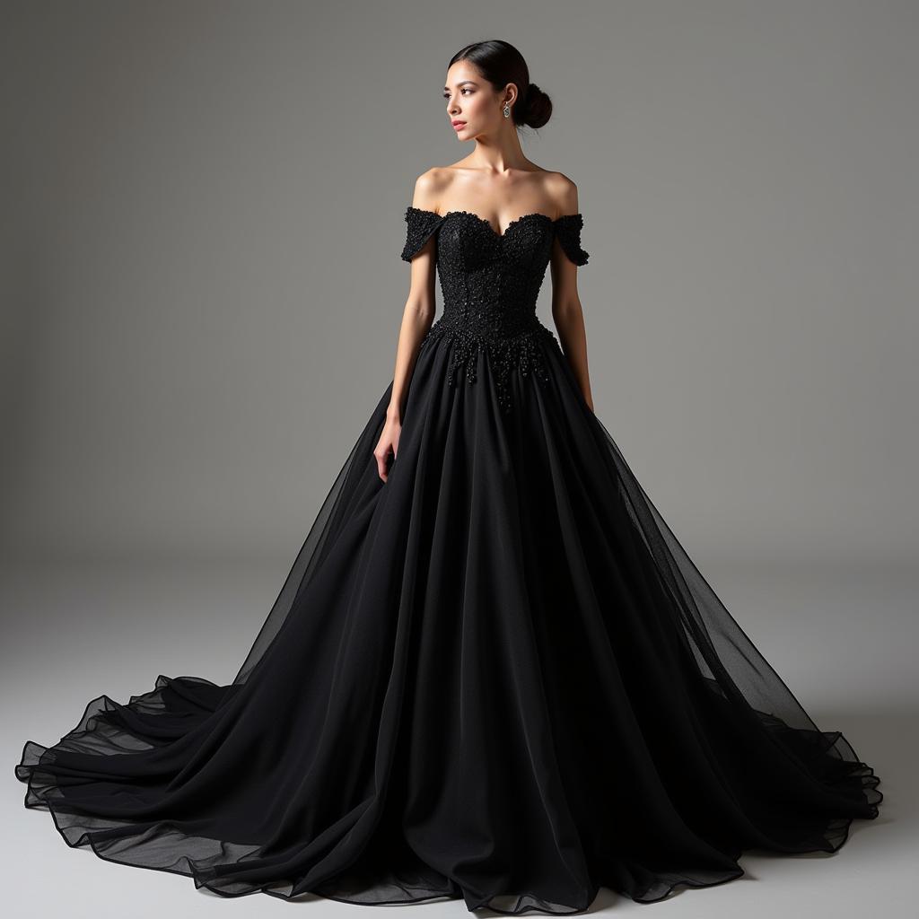 Modern Black Victorian Wedding Dress