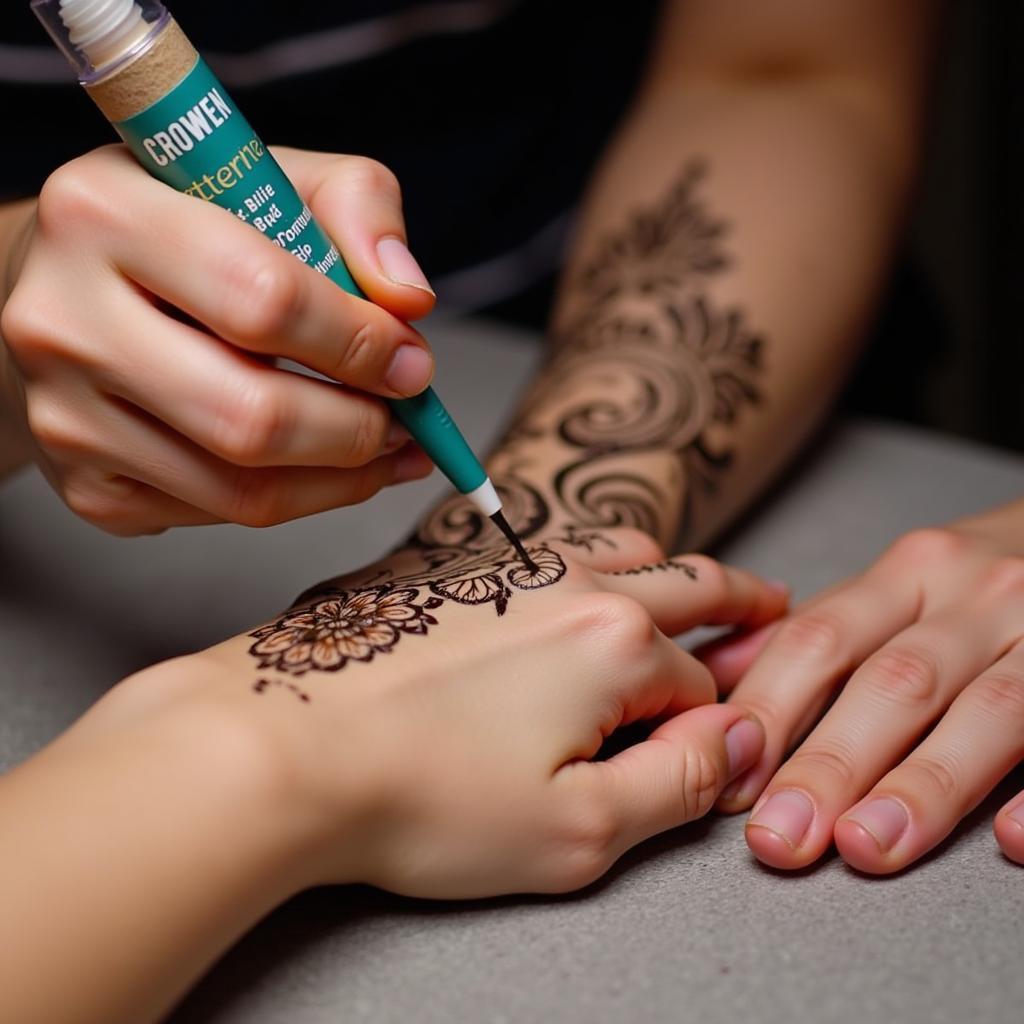 Vẽ henna với Crown Henna