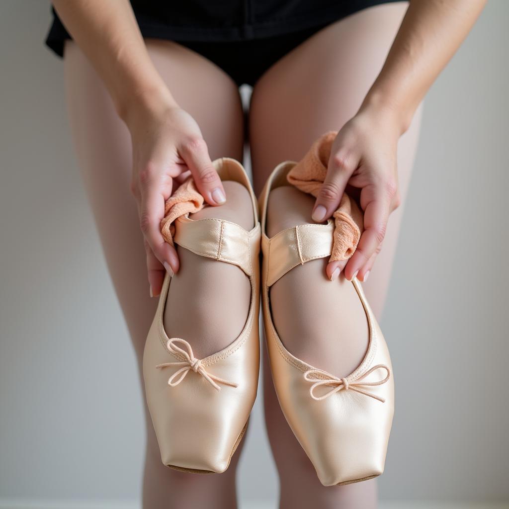 Vệ sinh giày ballet flesh tone