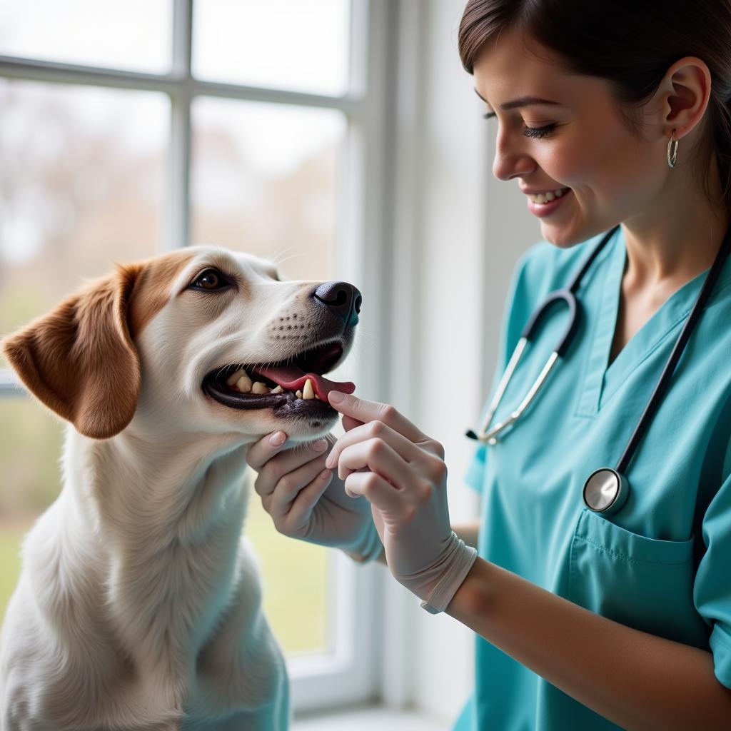 Veterinarian Examining Dog's Teeth: Importance of Dental Care