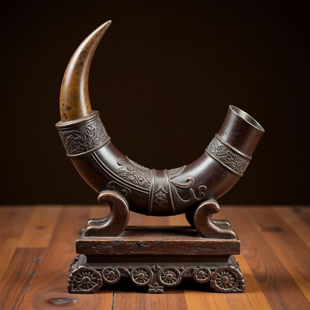 Viking drinking horn with stand