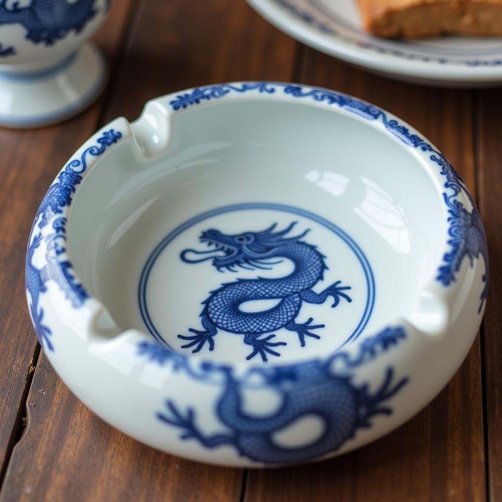 Vintage Chinese Ashtray with Dragon Design