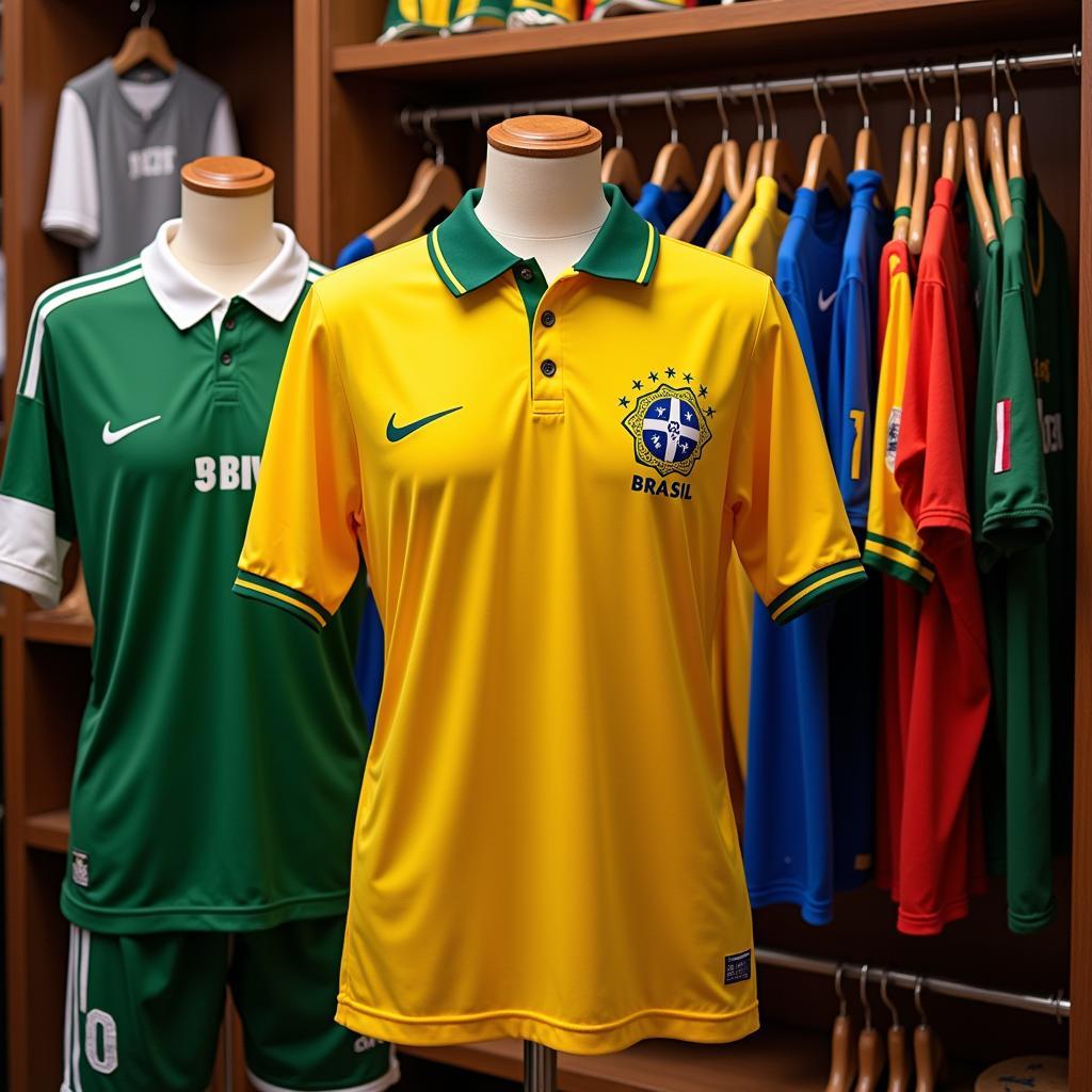 Vintage sports shop with the 2006 Brazil jersey on display