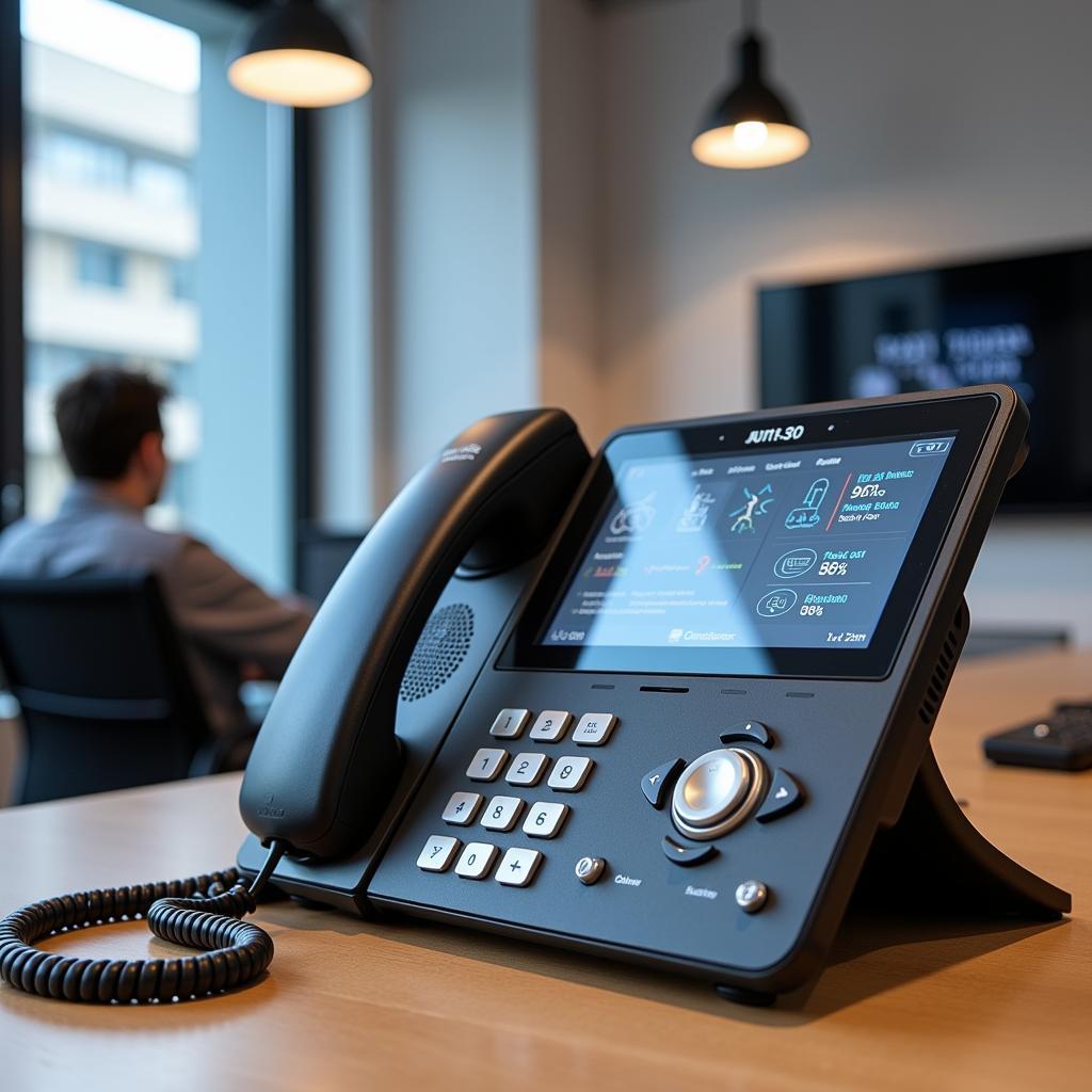 VoIP phone system setup in a modern Lebanese office