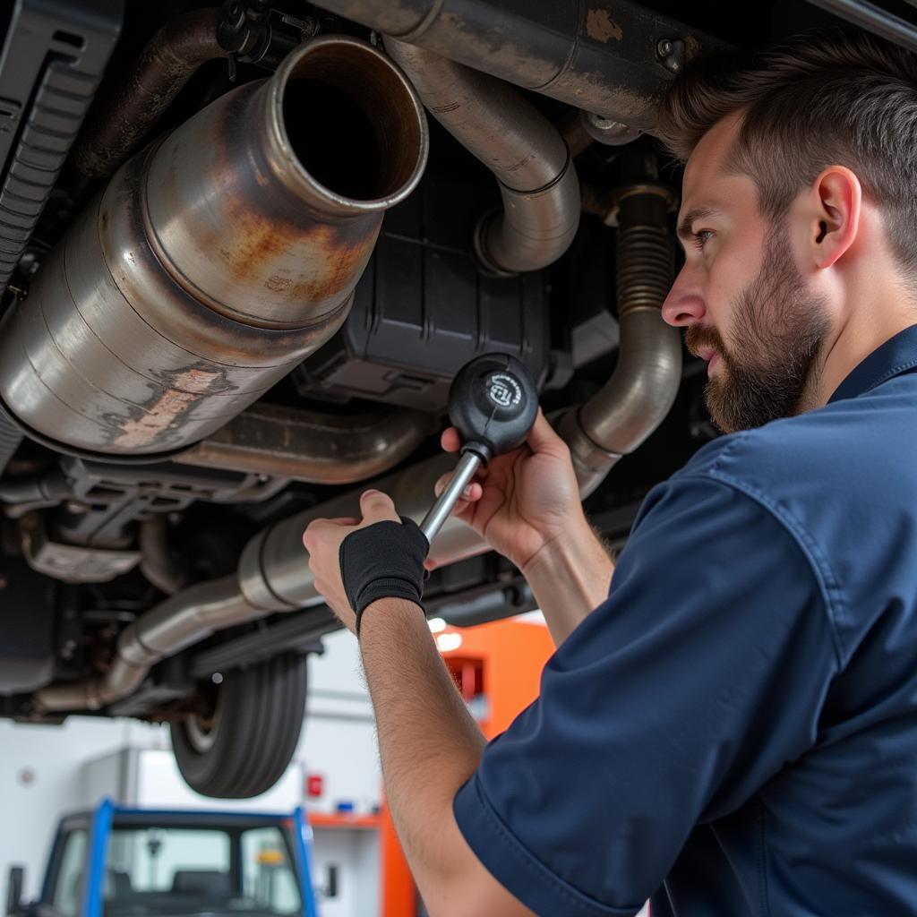 Volkswagen Bus Exhaust Inspection