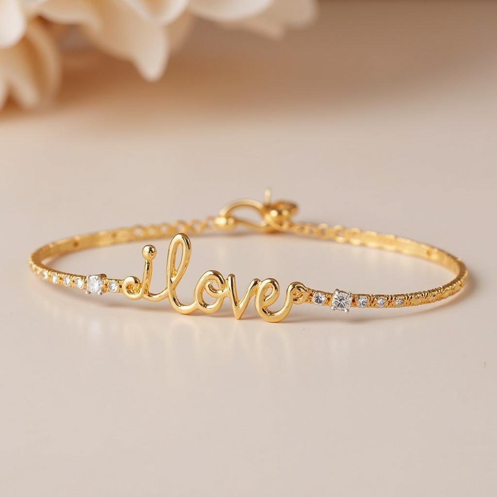 Vòng tay ngôn ngữ ký hiệu "I love you" vàng 18k