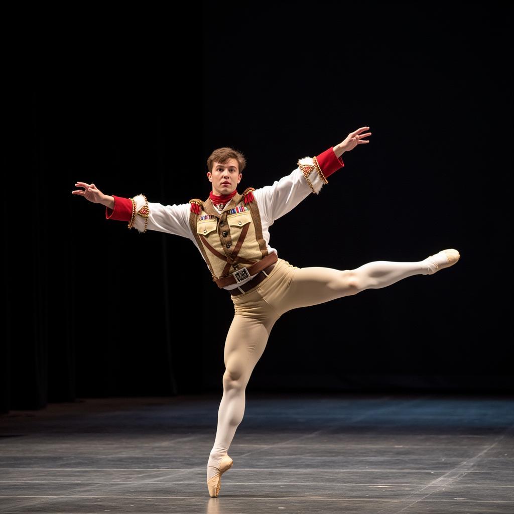 Ballet Dancer in Soldier-Inspired Attire