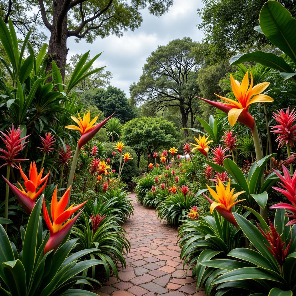 Lush Garden with a Variety of Latin American Flowers