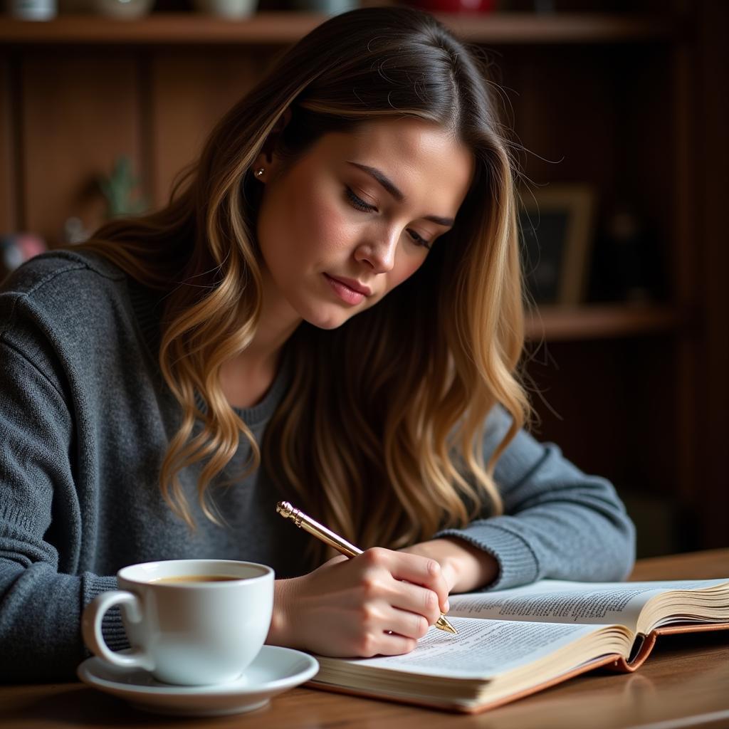 Woman thoughtfully studying the bible during a one session bible study