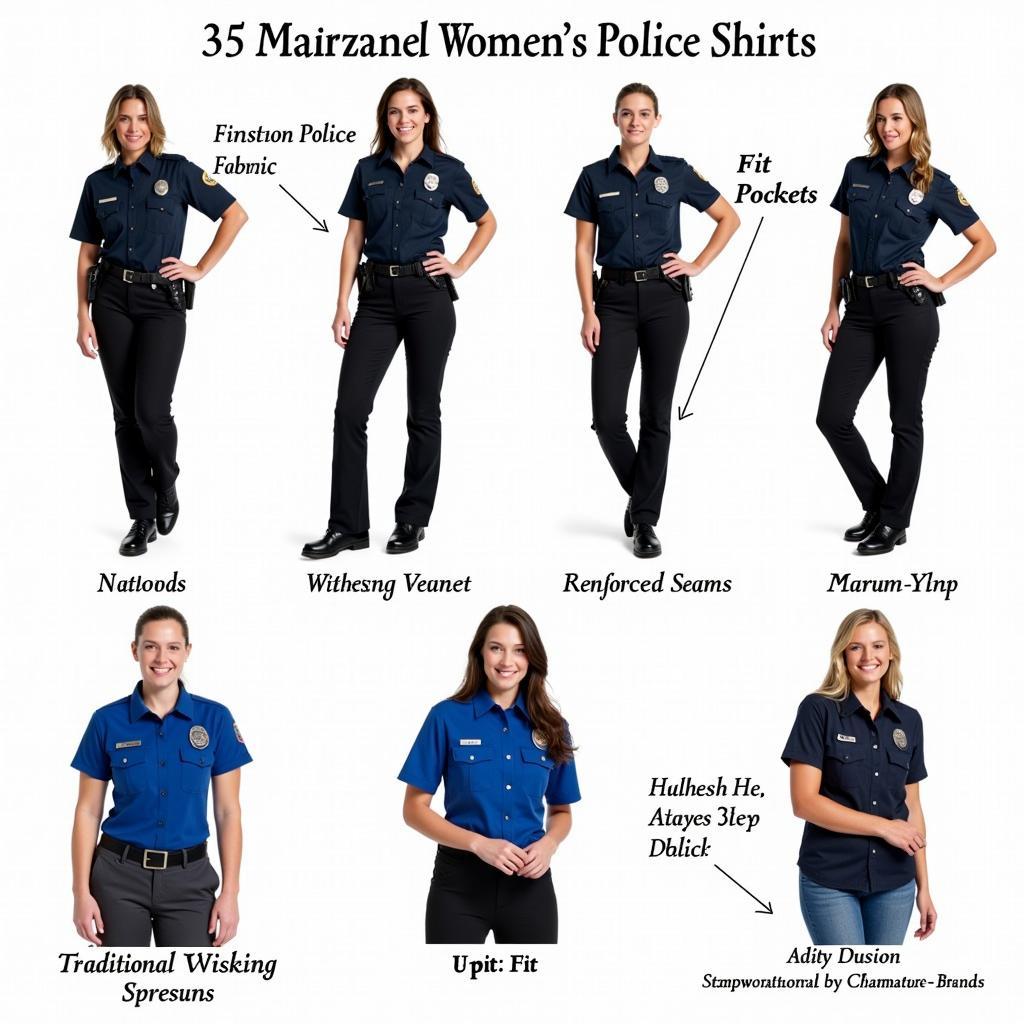 Different styles of women police shirts