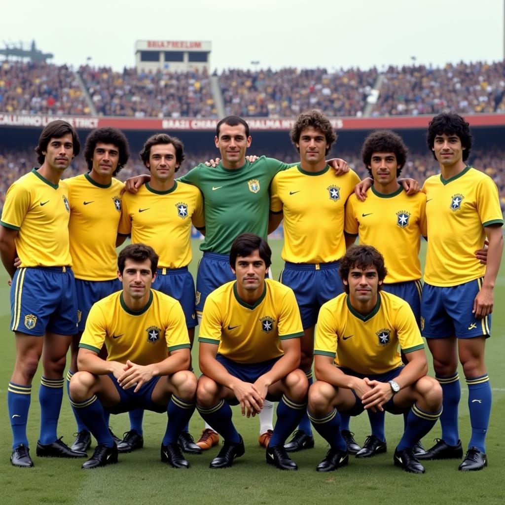 The 1970 Brazil team posing in their iconic yellow jerseys