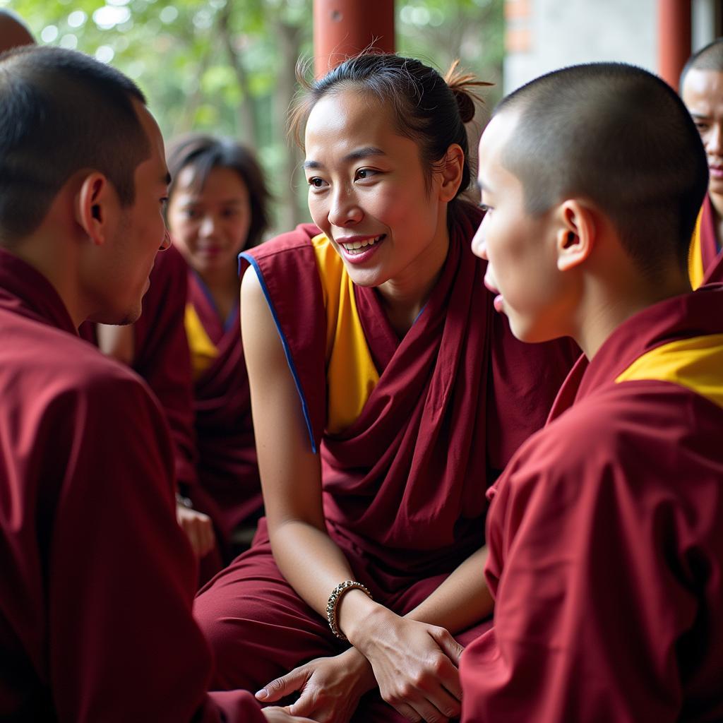 Alexandra David-Néel with Tibetan Monks