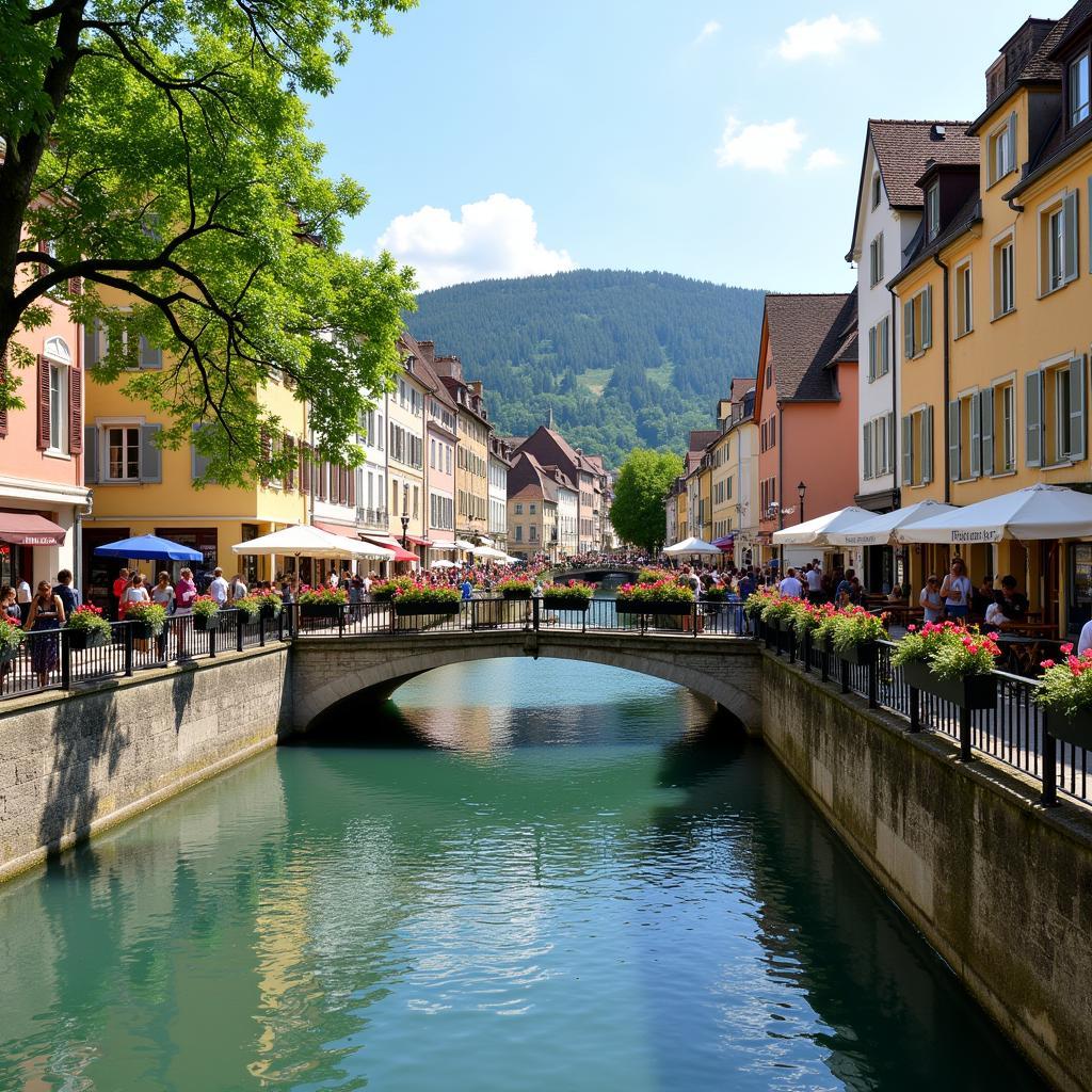 Annecy town with canals and bridges