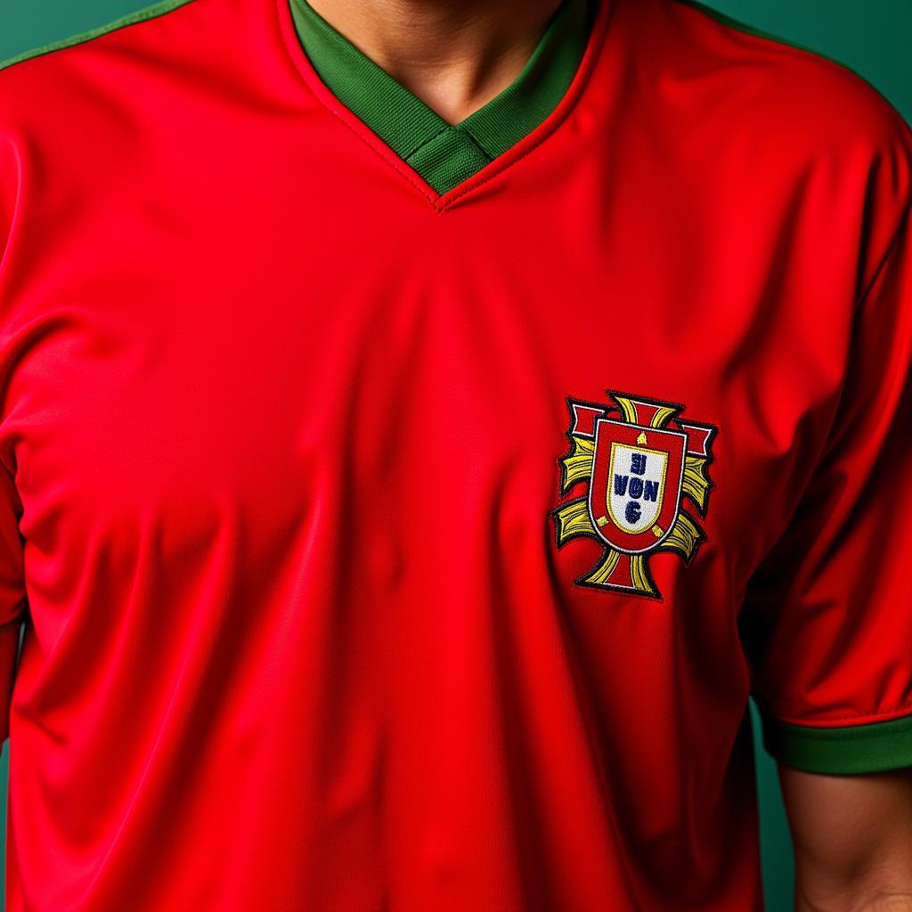 Áo Đấu Portugal 2014 Jersey: Màu đỏ chủ đạo với điểm nhấn màu xanh lá cây