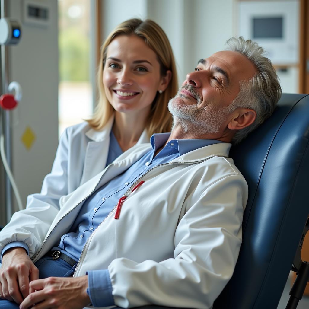 Chemotherapy jacket providing warmth and comfort to a cancer patient