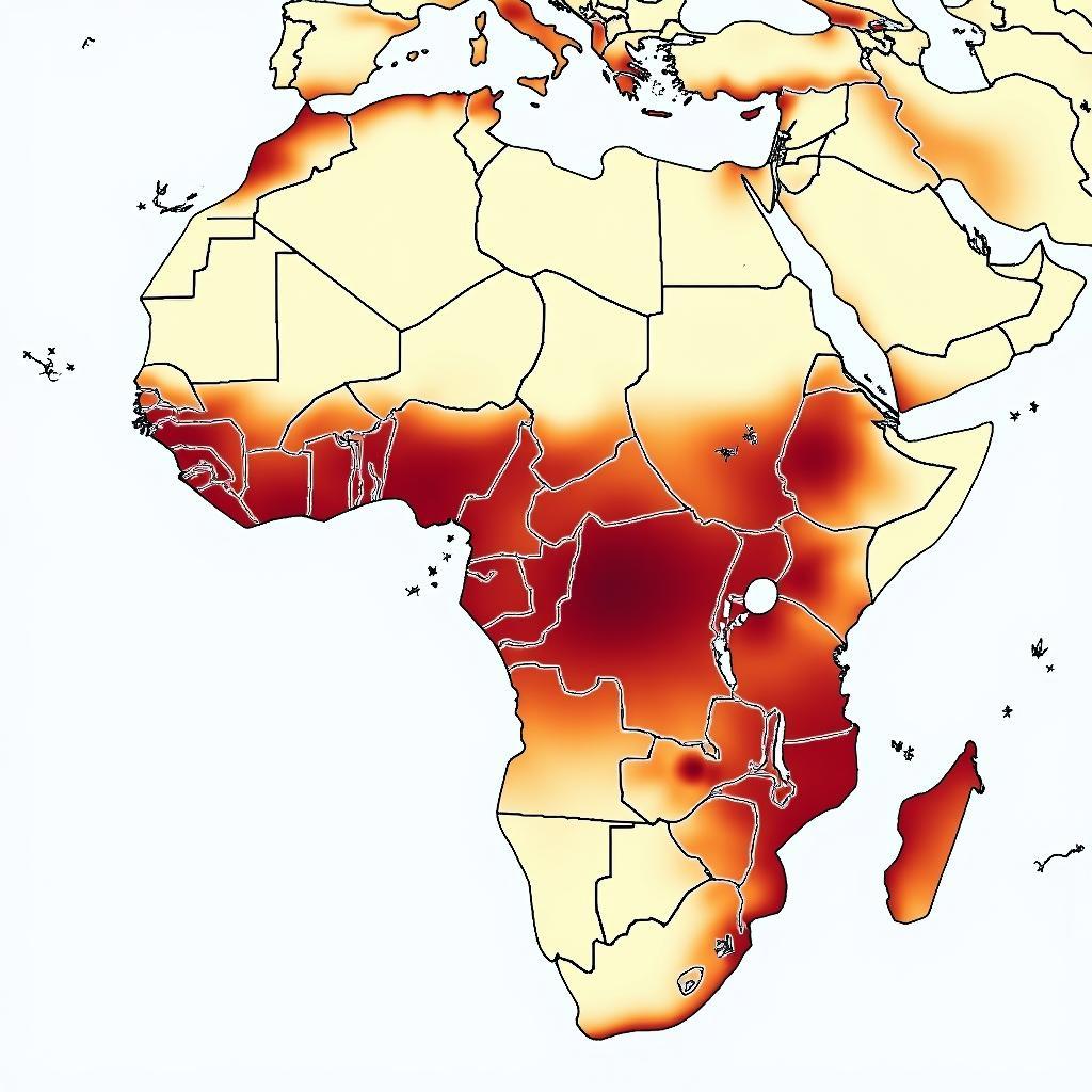 1980 Map of Africa Showing Population Distribution