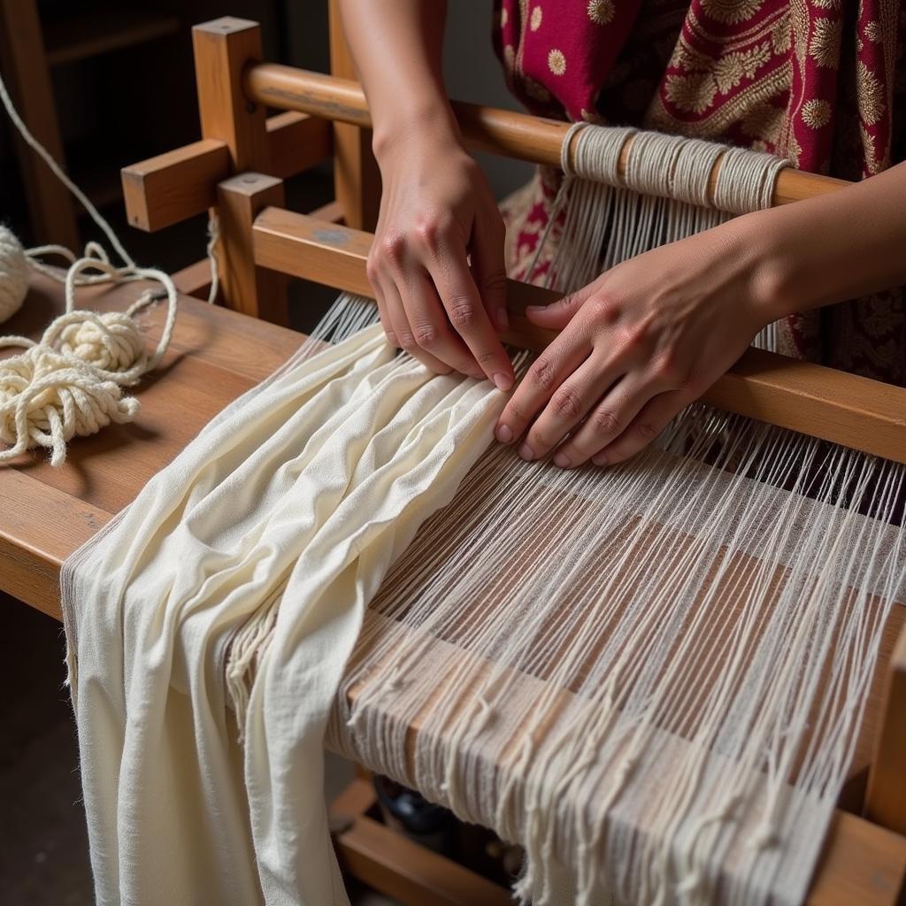 Quy trình dệt thủ công saree muslin Bangladesh