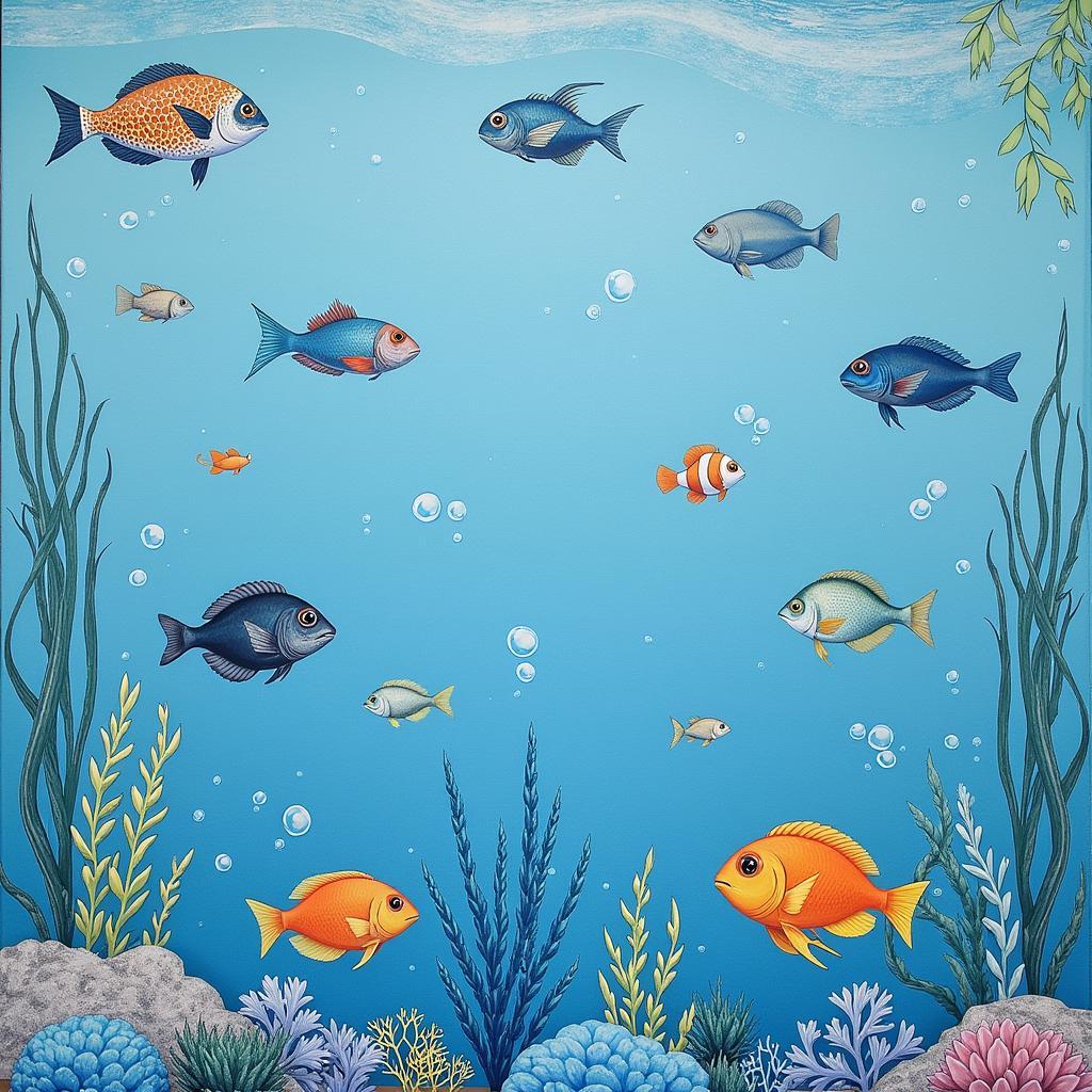 Fish Swimming on Blue Wallpaper