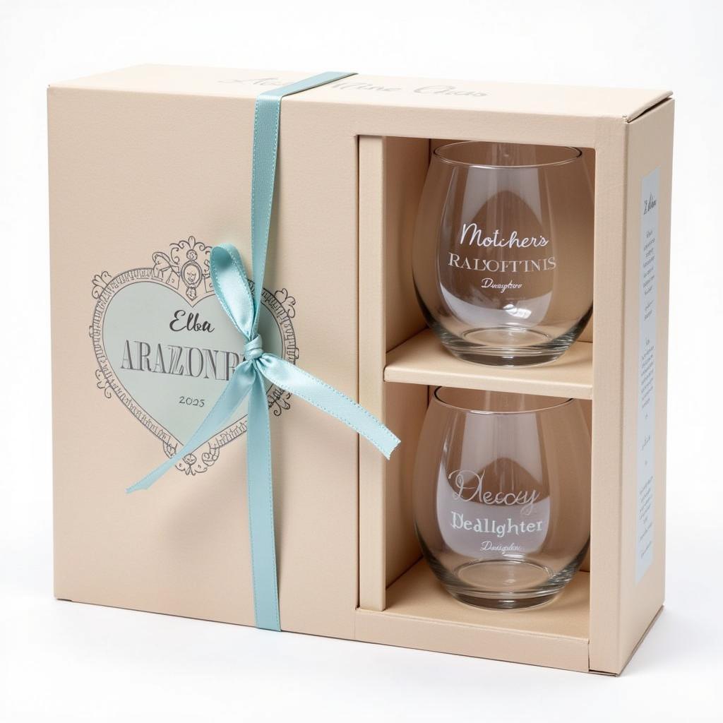 Mother and Daughter Wine Glass Set in Gift Box