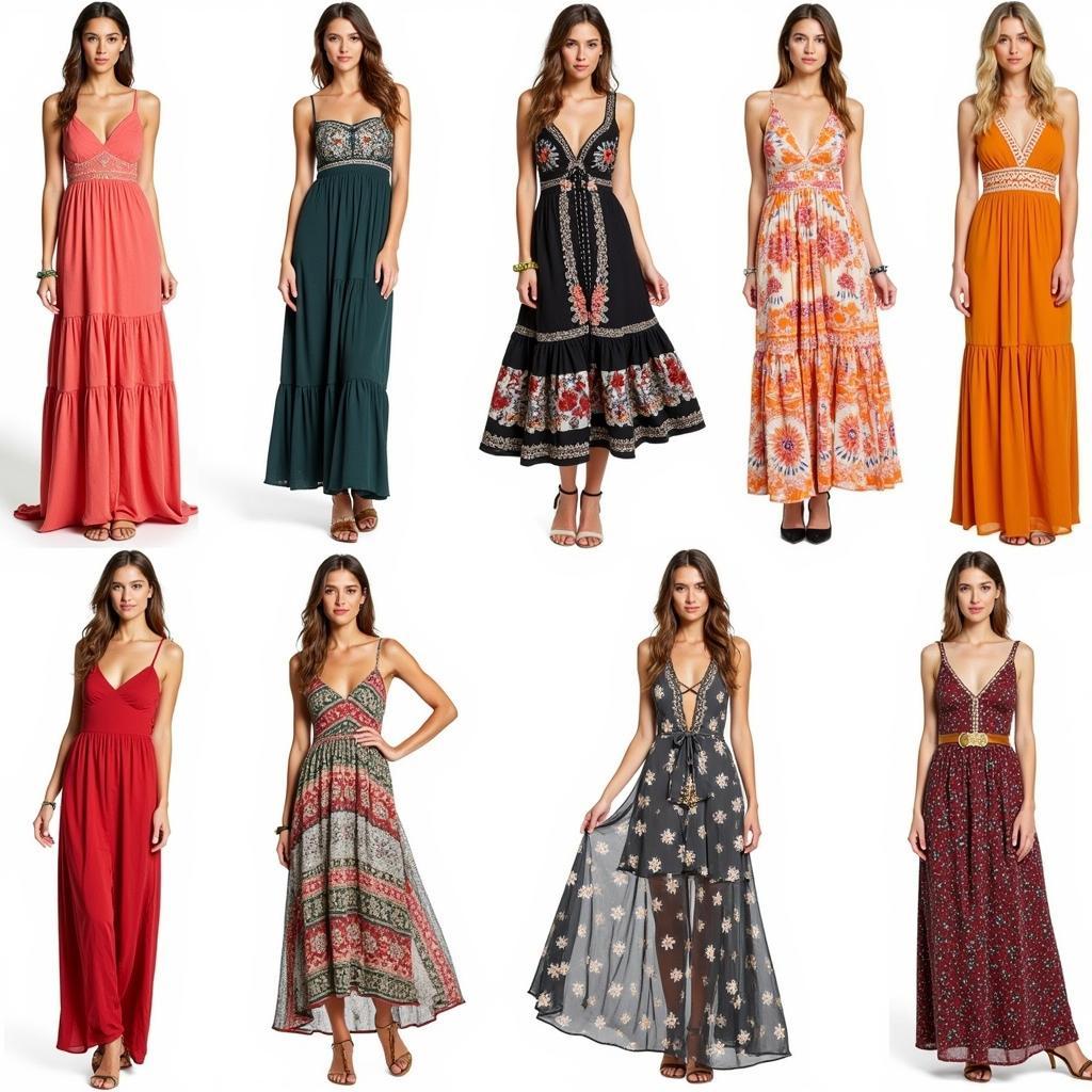 Các kiểu Váy Bohemian Gypsy khác nhau