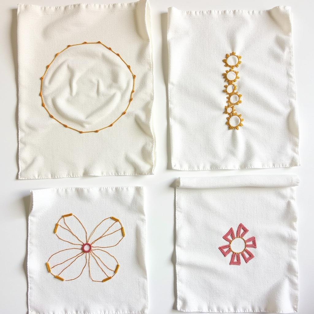 Different Embroidery Techniques on Embroidered Muslin Fabric