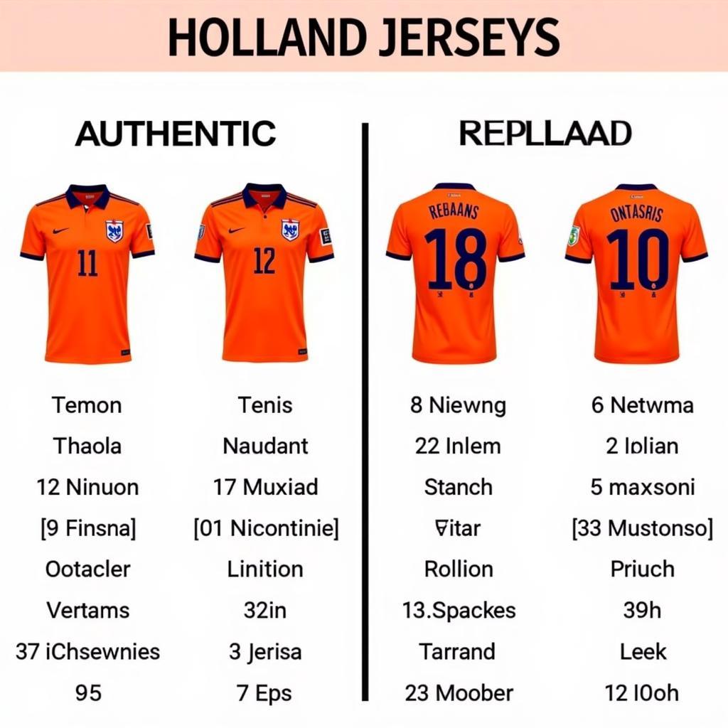 Different types of Holland national football team jerseys