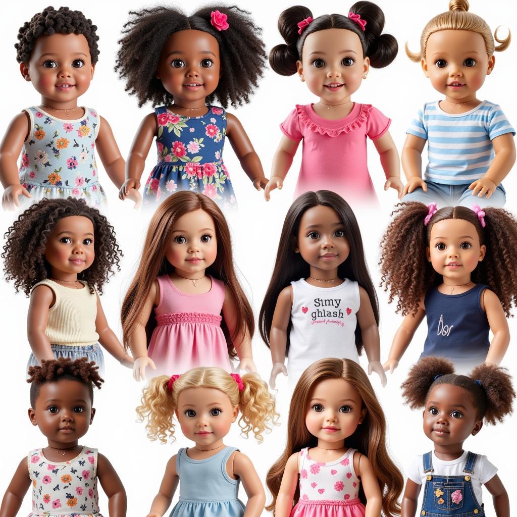 Different types of Down syndrome dolls