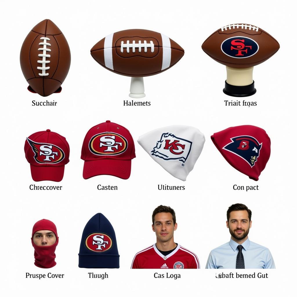 Các loại football head covers phổ biến, bao gồm head cover hình quả bóng, logo đội bóng, và hình cầu thủ.