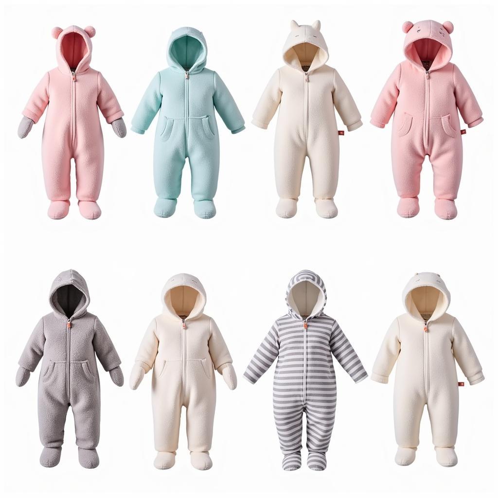 Các mẫu áo khoác baby snow pile one-piece khác nhau