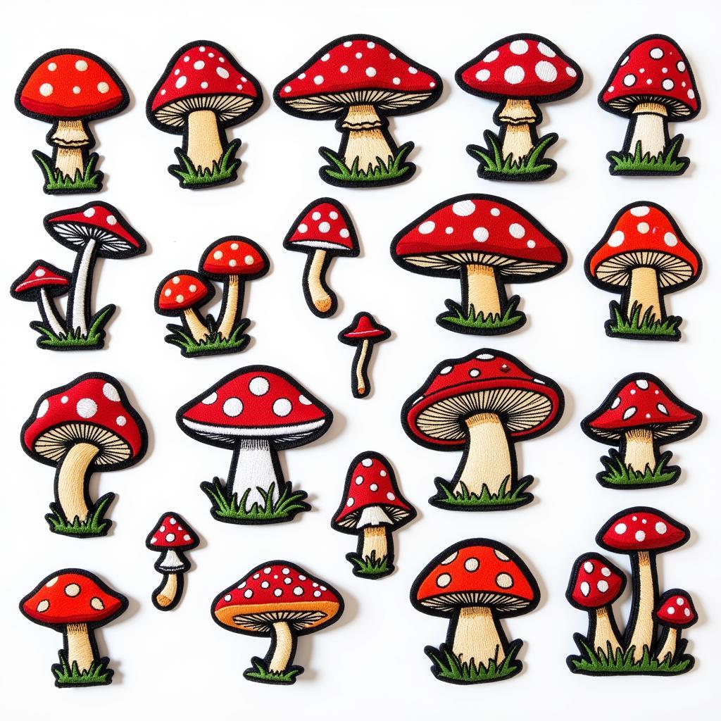 Various Pre-made Iron-on Mushroom Patches