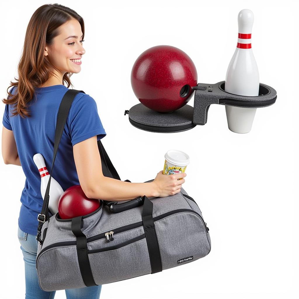 Cầm đựng cốc nước trên túi bowling