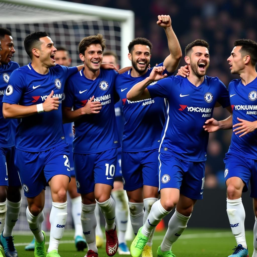 Chelsea Players Celebrating in 2018 Jersey