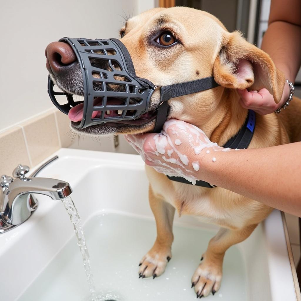 Cleaning a dog muzzle