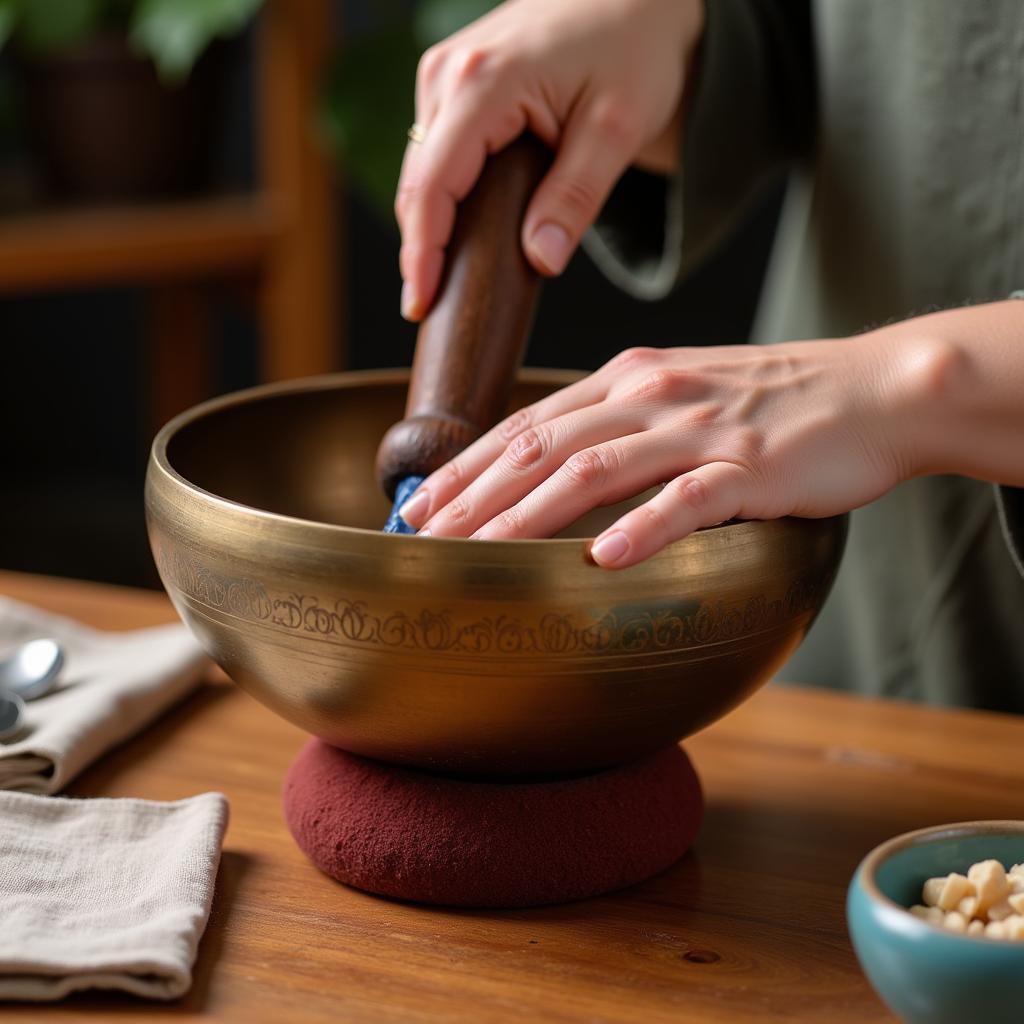 Cleaning a Standing Singing Bowl