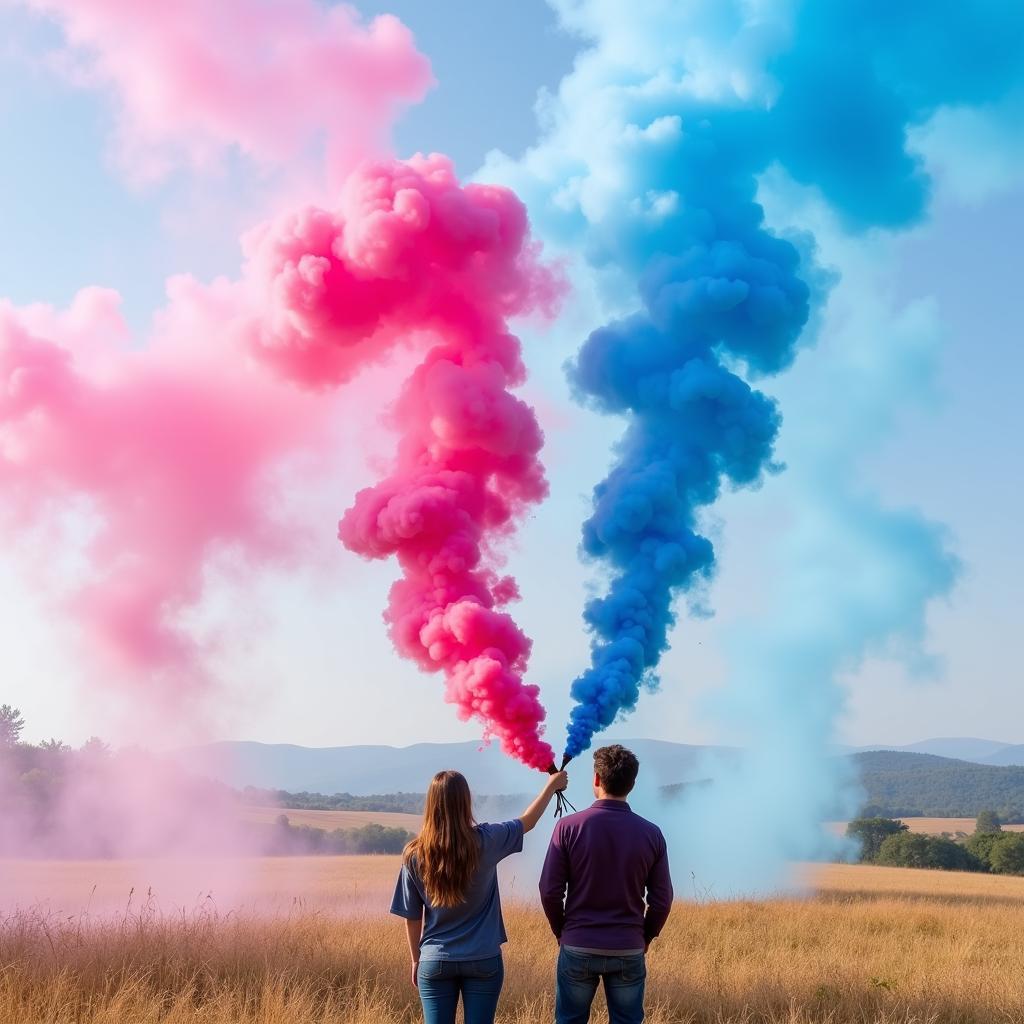 Colored Smoke Bombs Gender Reveal